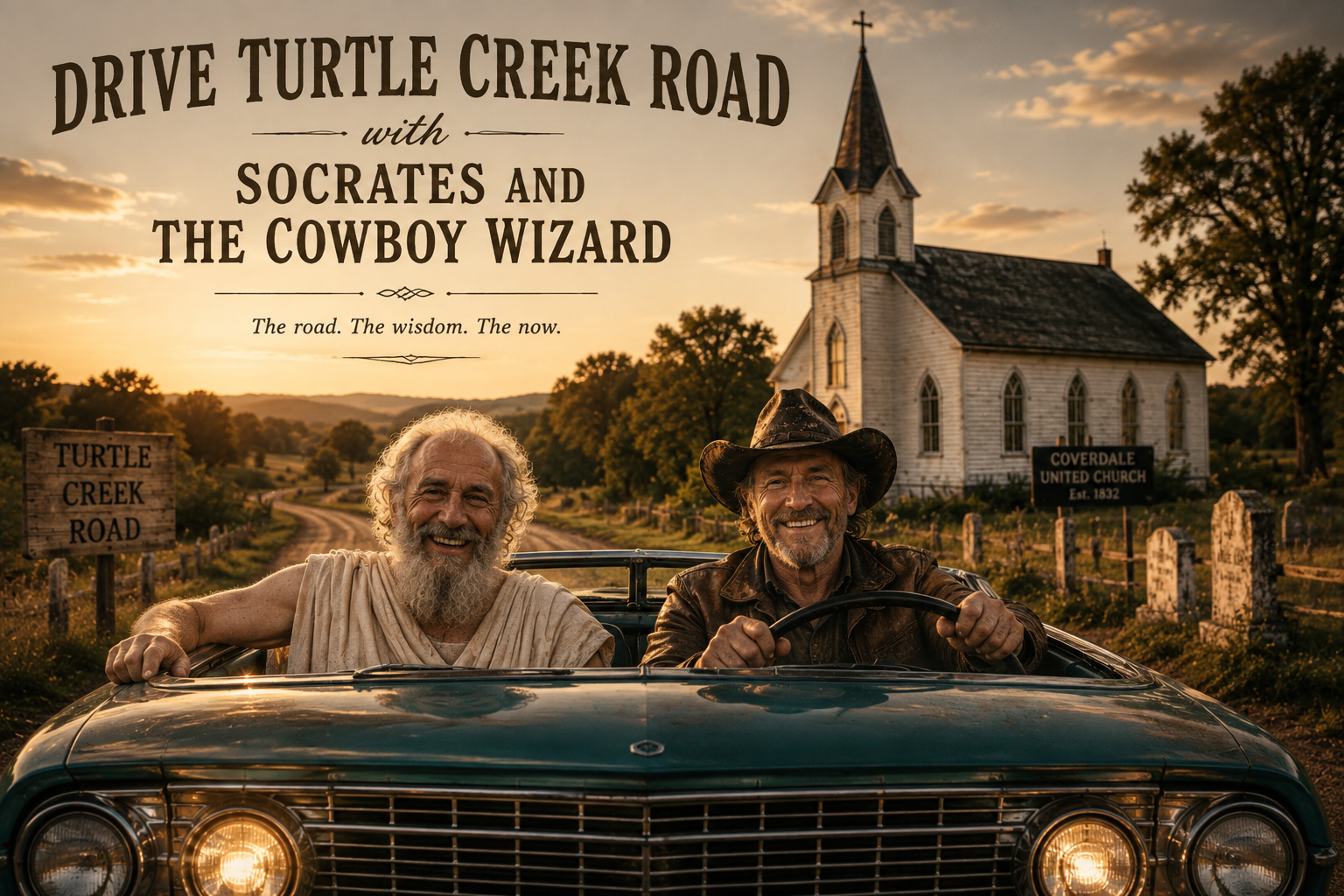 Drive Turtle Creek Road with Socrates and the Cowboy Wizard
